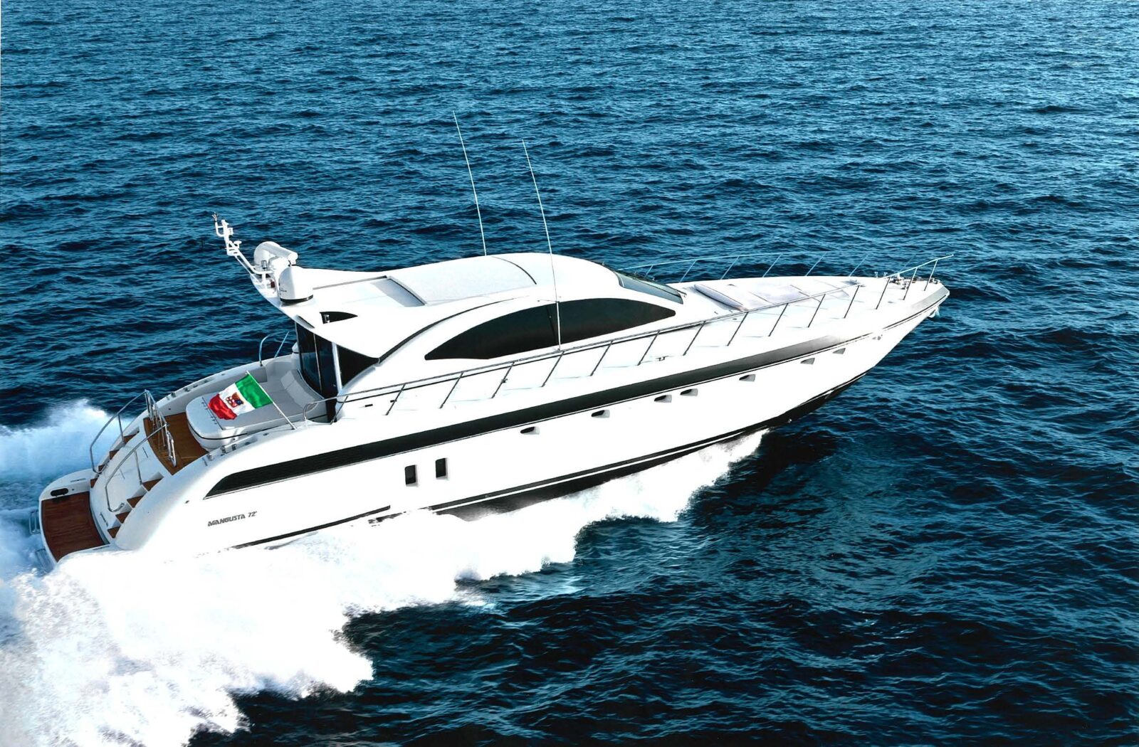 Mangusta 72 yacht cruising on open sea