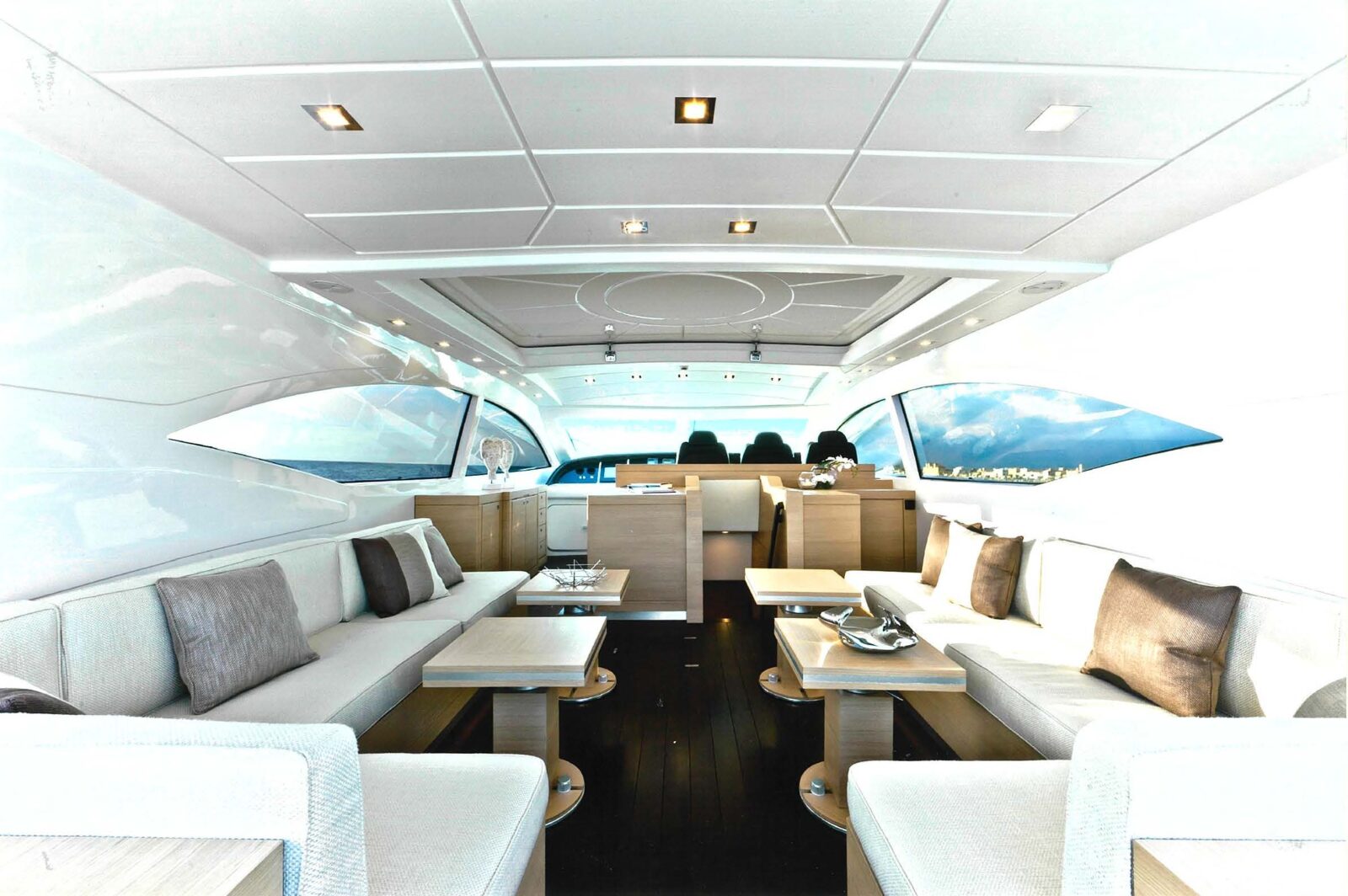 Luxurious yacht lounge interior, modern design