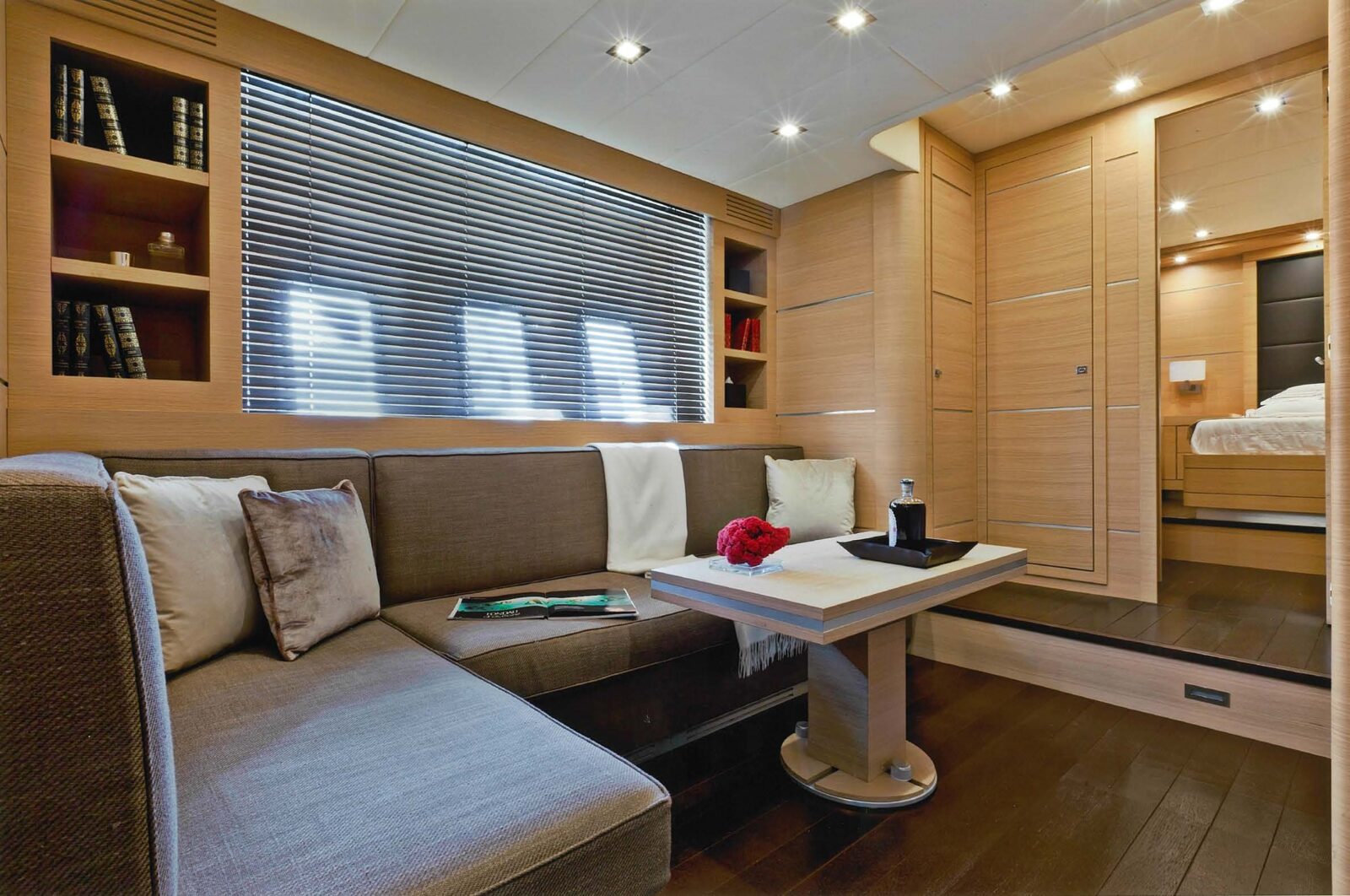 Luxurious Mangusta Yachts lounge interior
