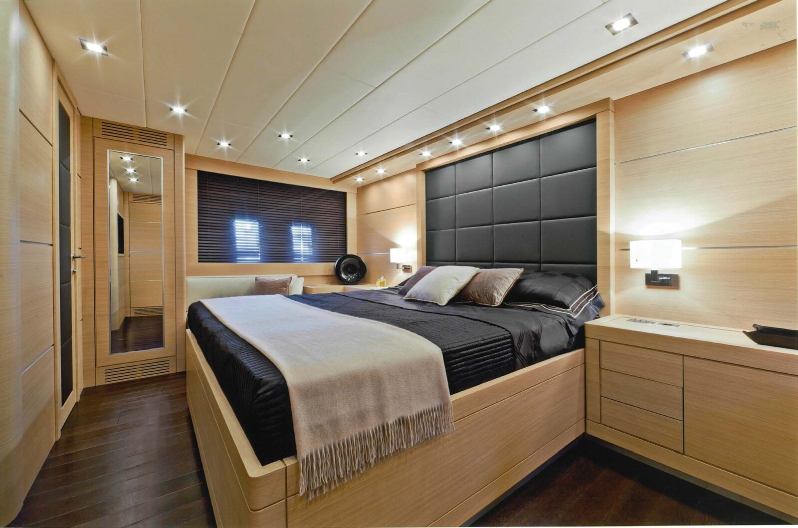 Luxurious yacht master bedroom interior