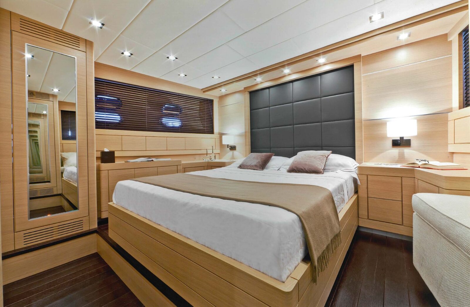 Luxurious Mangusta Yachts bedroom interior
