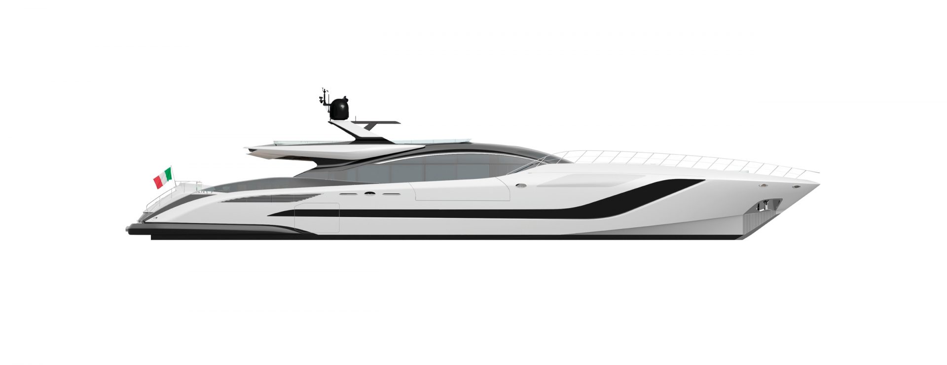 Mangusta yacht side view with sleek design