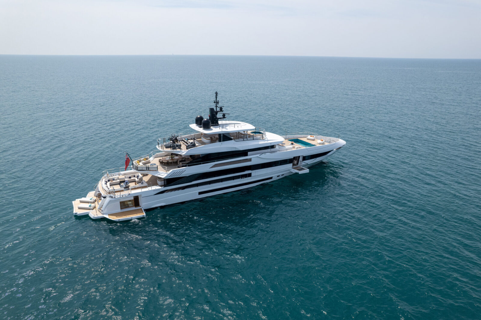 Luxury Mangusta yacht cruising at sea