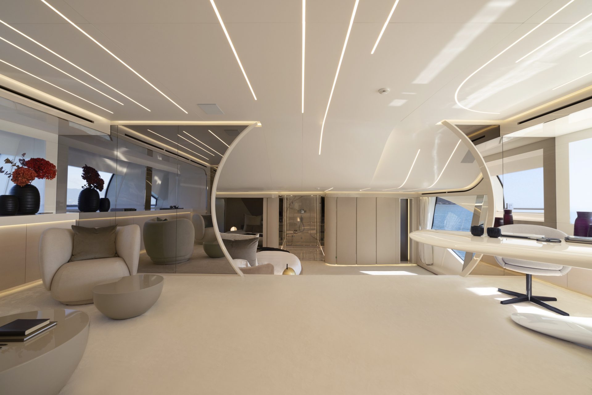 Luxurious Mangusta yacht interior design