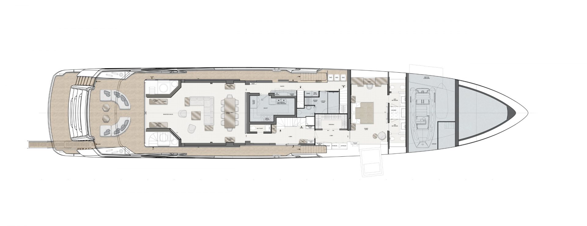 Progetto planimetrico yacht Mangusta.