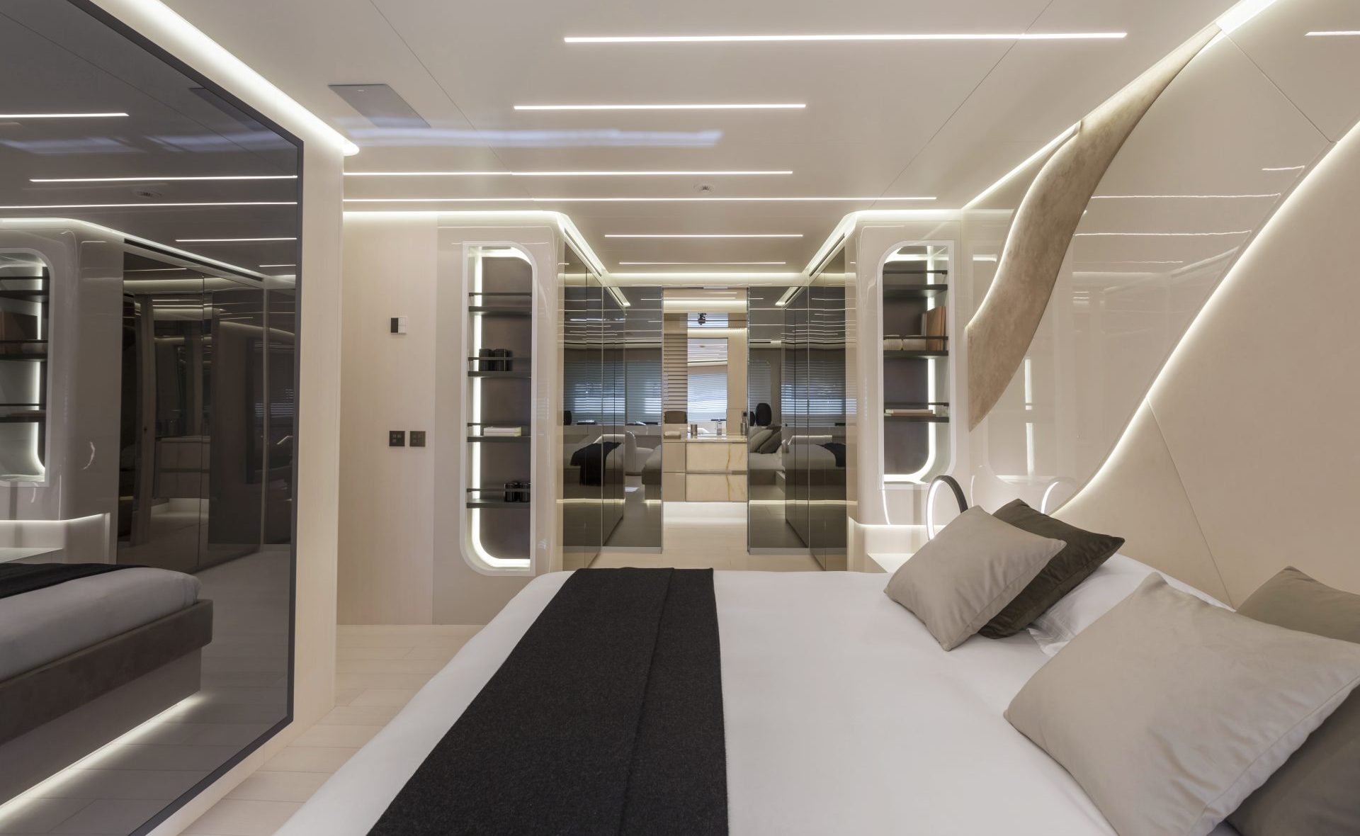 Luxury Mangusta Yachts cabin interior design