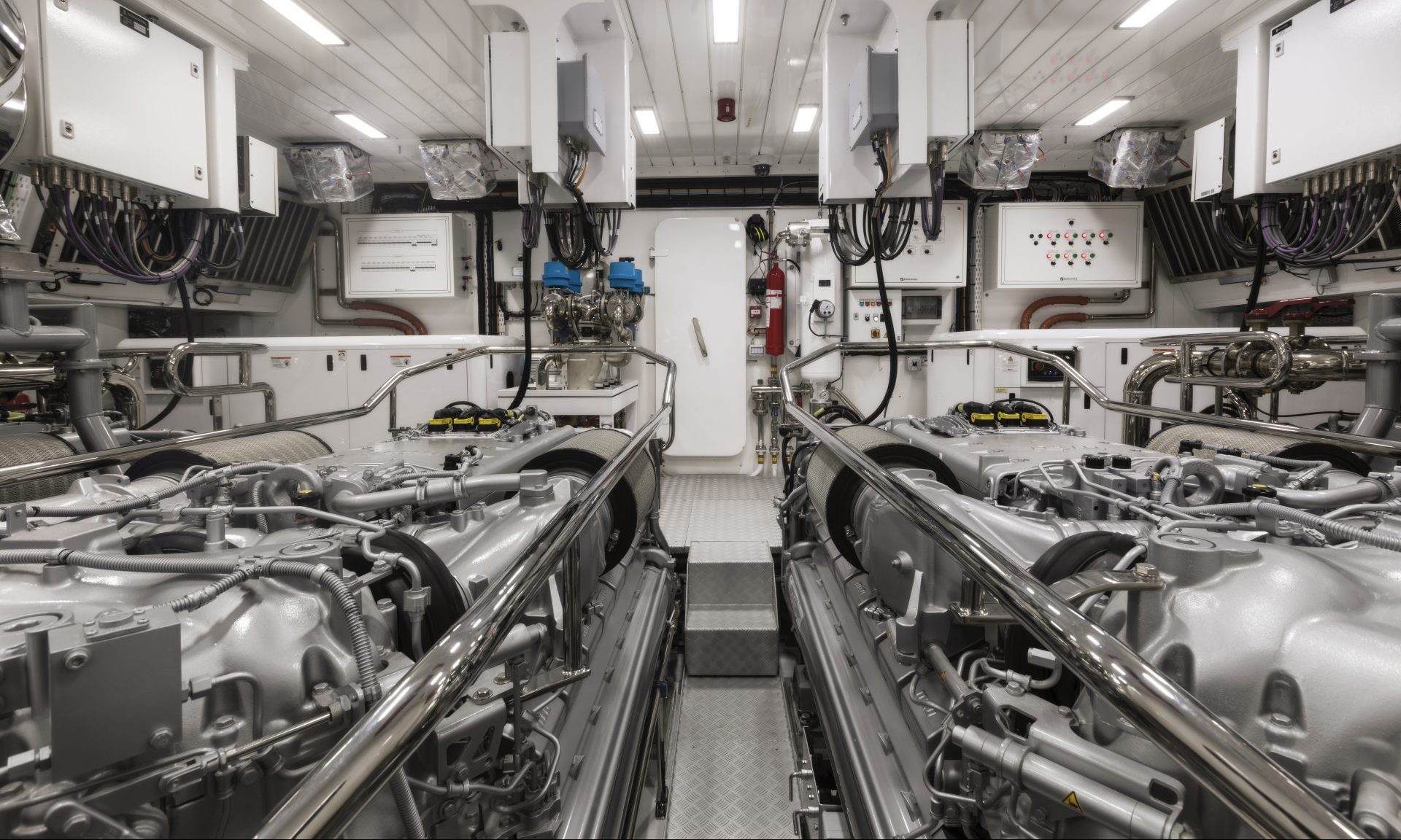 Mangusta Yacht engine room, advanced technology.