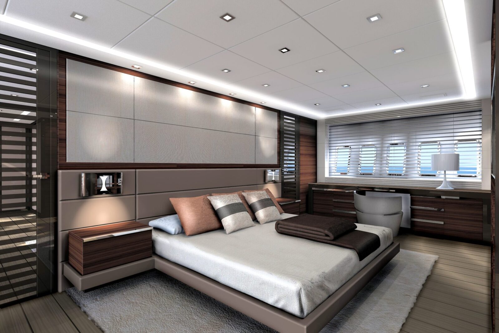 Cabina lussuosa in yacht Mangusta Yachts.