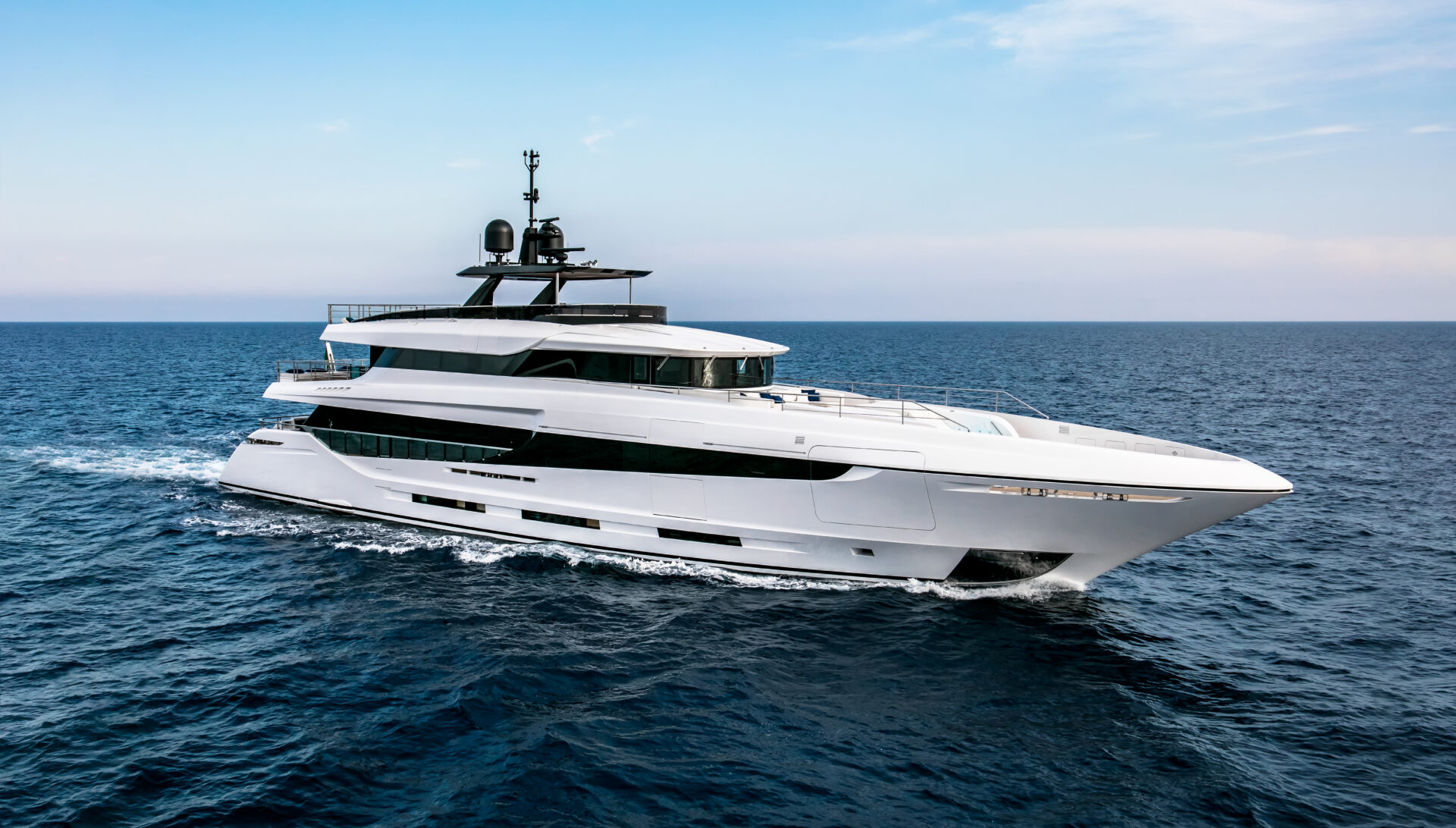 Mangusta yacht cruising on open sea
