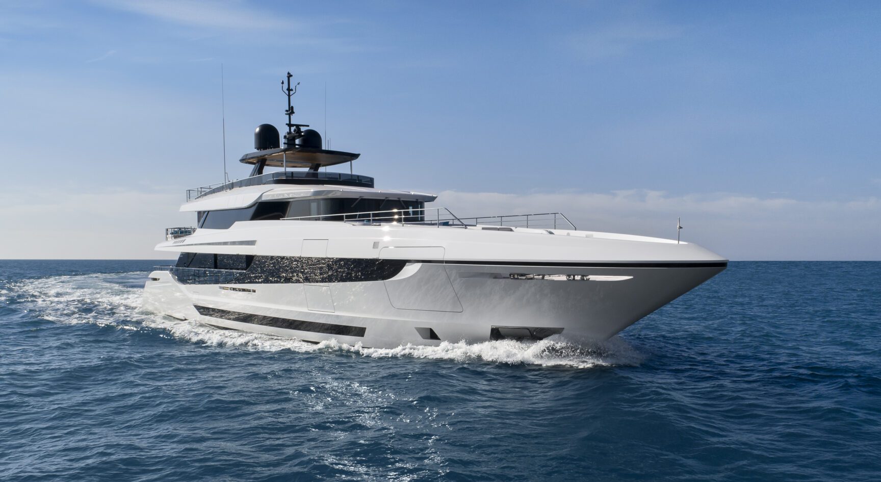Mangusta luxury yacht cruising on open sea