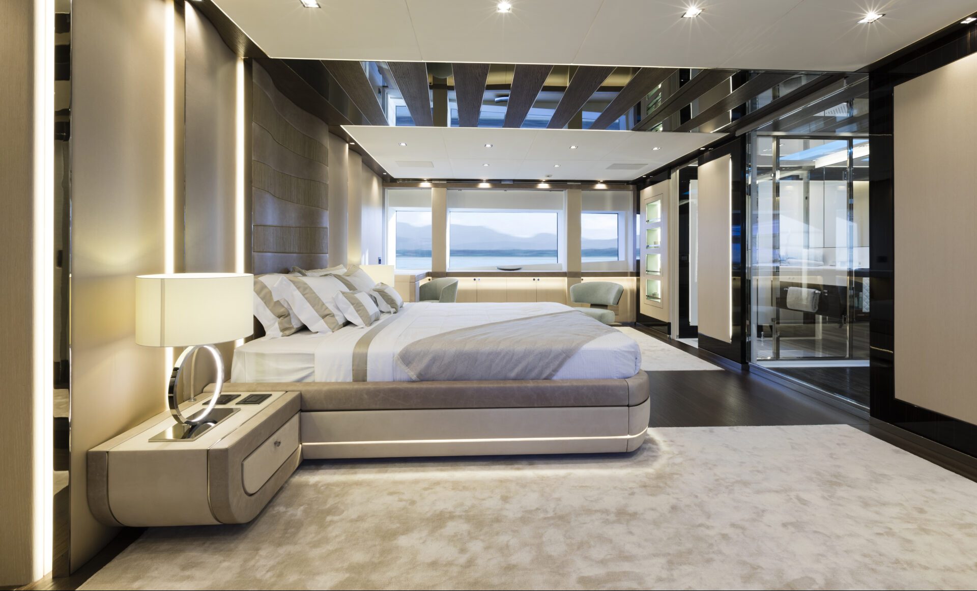 Luxurious yacht bedroom interior design