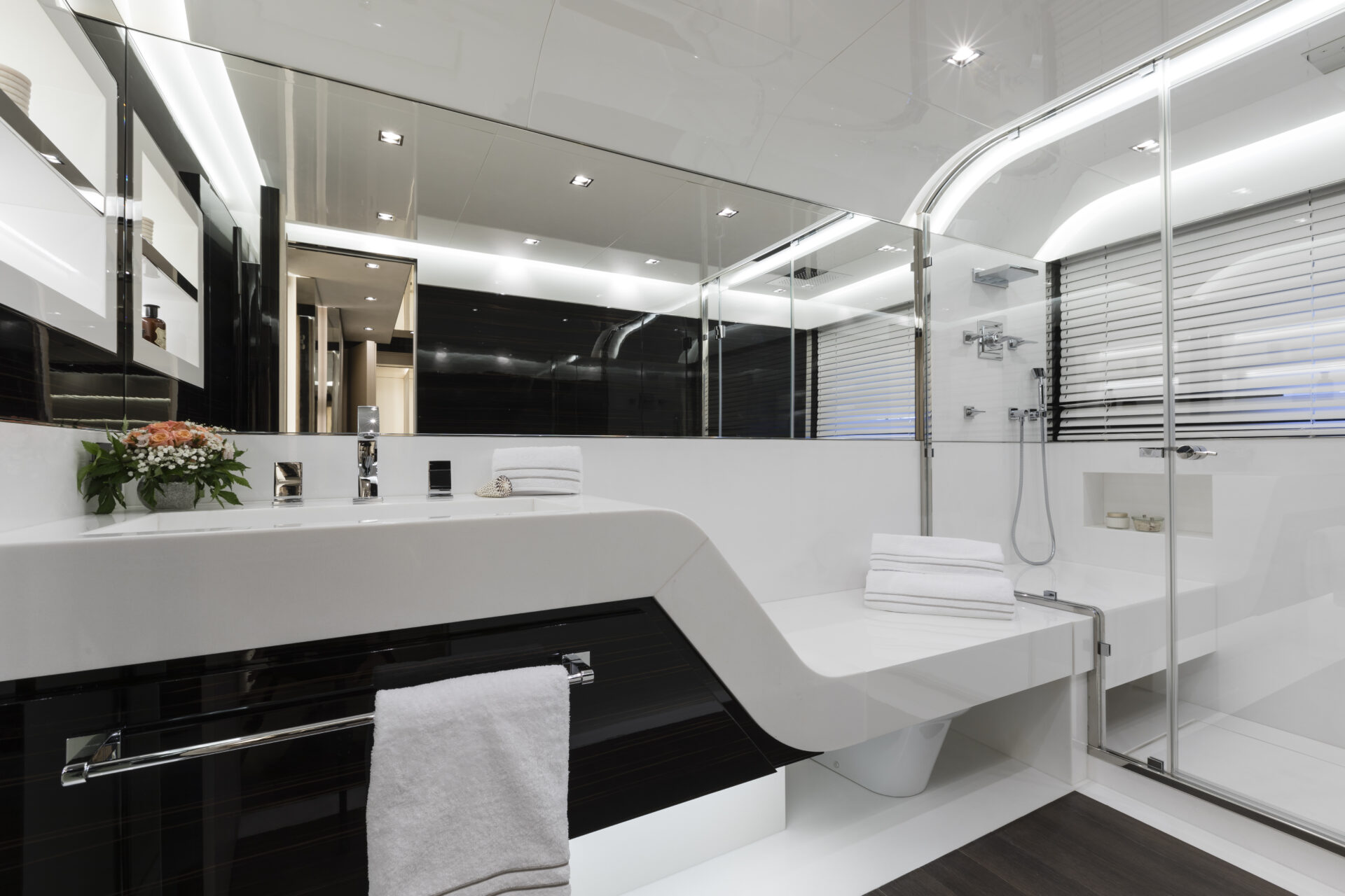 Luxurious Mangusta Yachts bathroom interior design