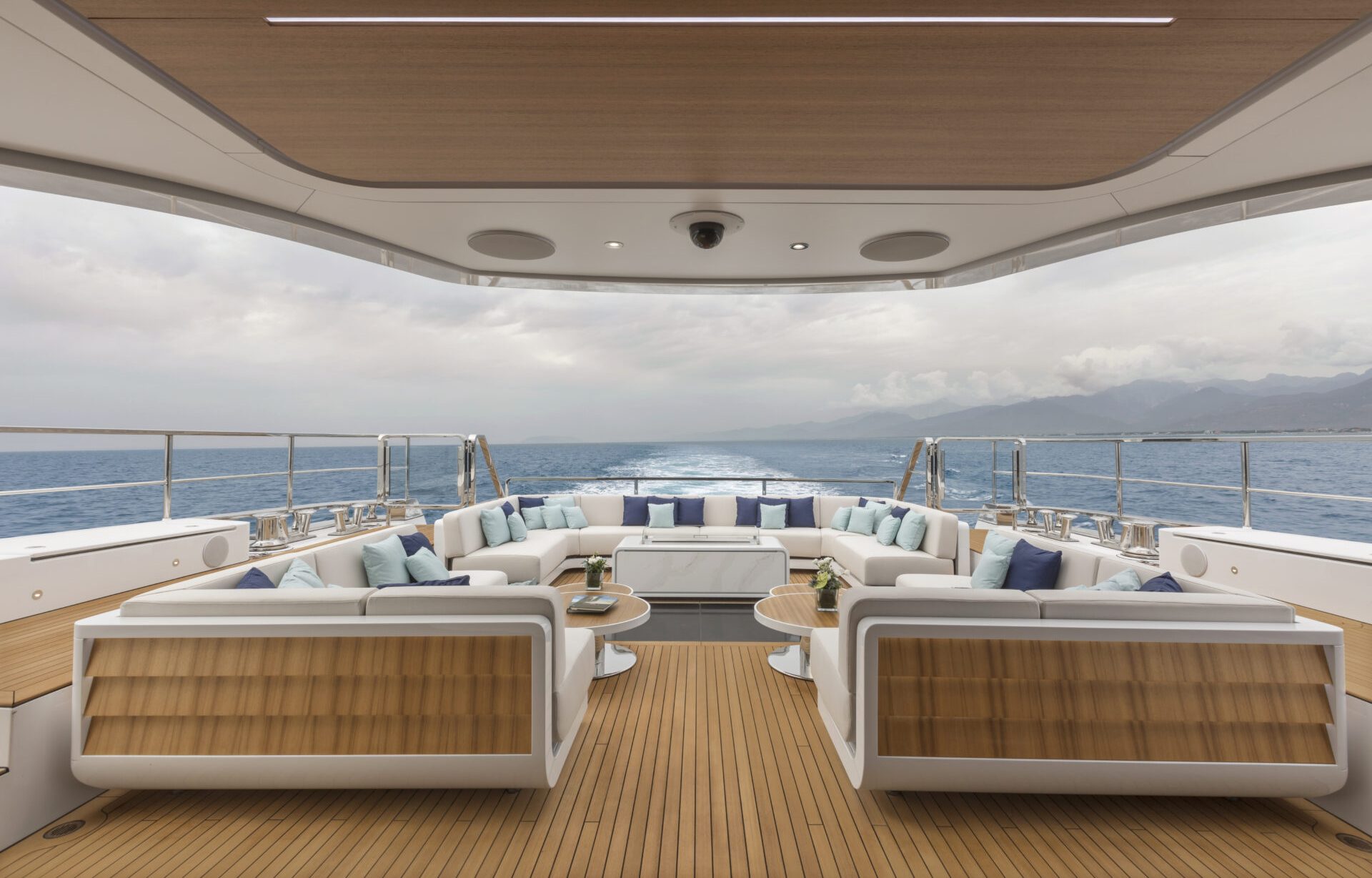 Luxury yacht deck with elegant seating area