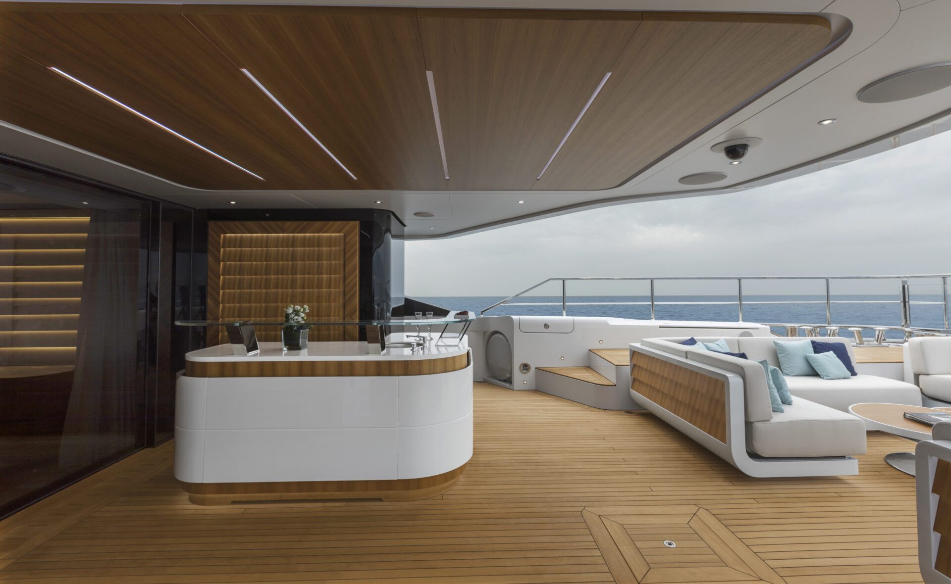Luxurious Mangusta Yachts deck interior design
