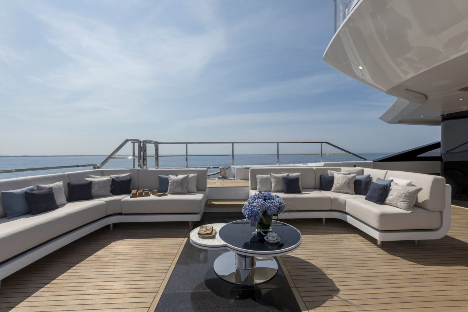 Luxury yacht deck with elegant seating area