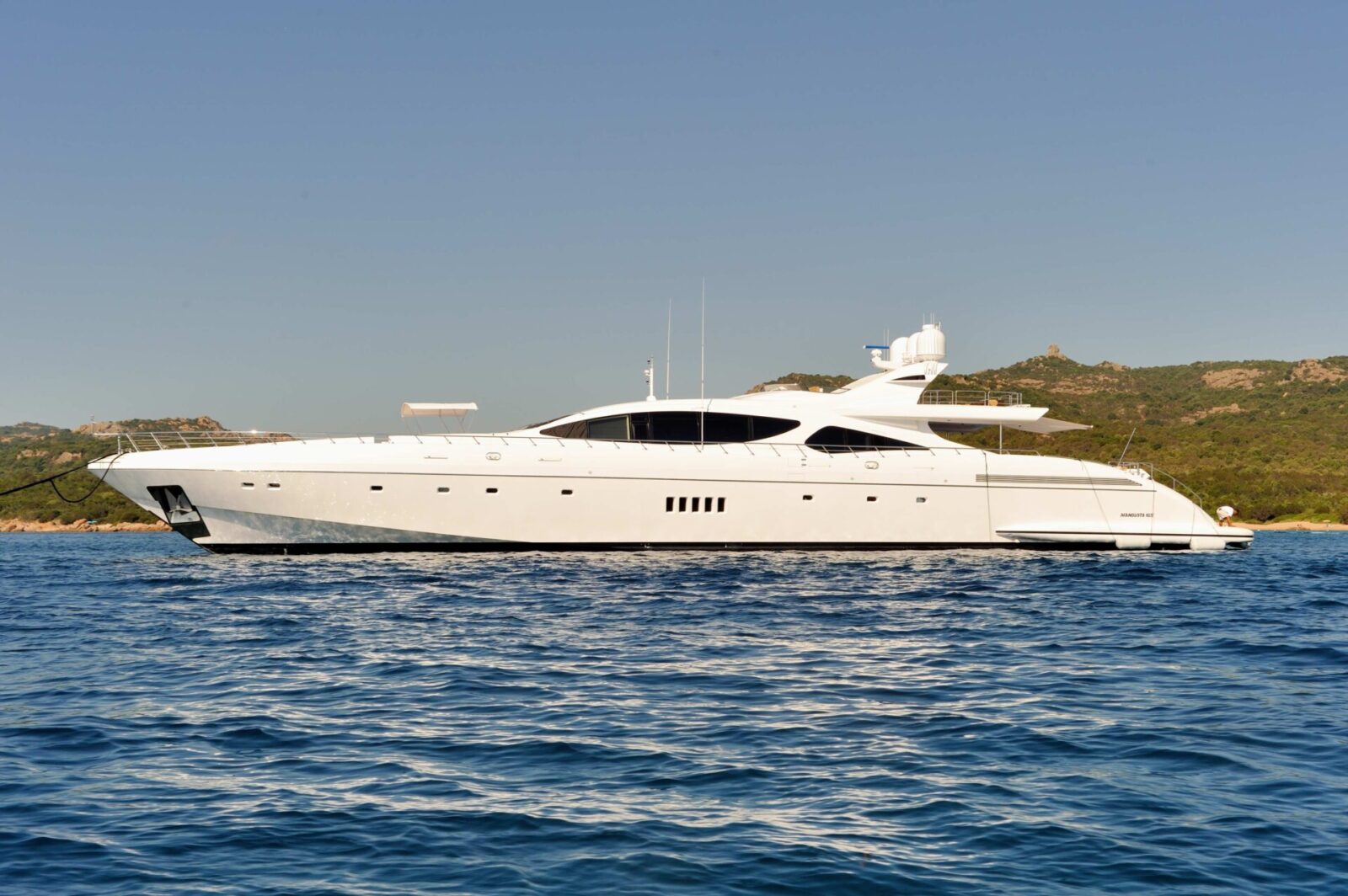Luxurious Mangusta Yacht on serene waters