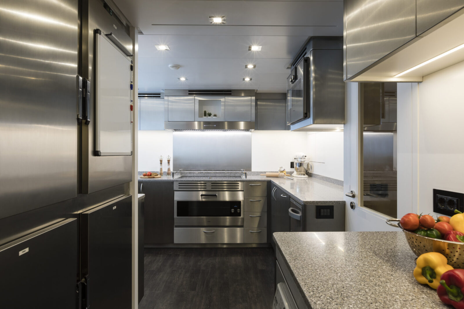 Luxurious yacht kitchen with modern appliances