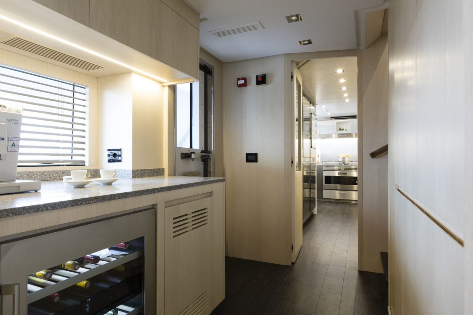 Luxurious yacht interior kitchen design