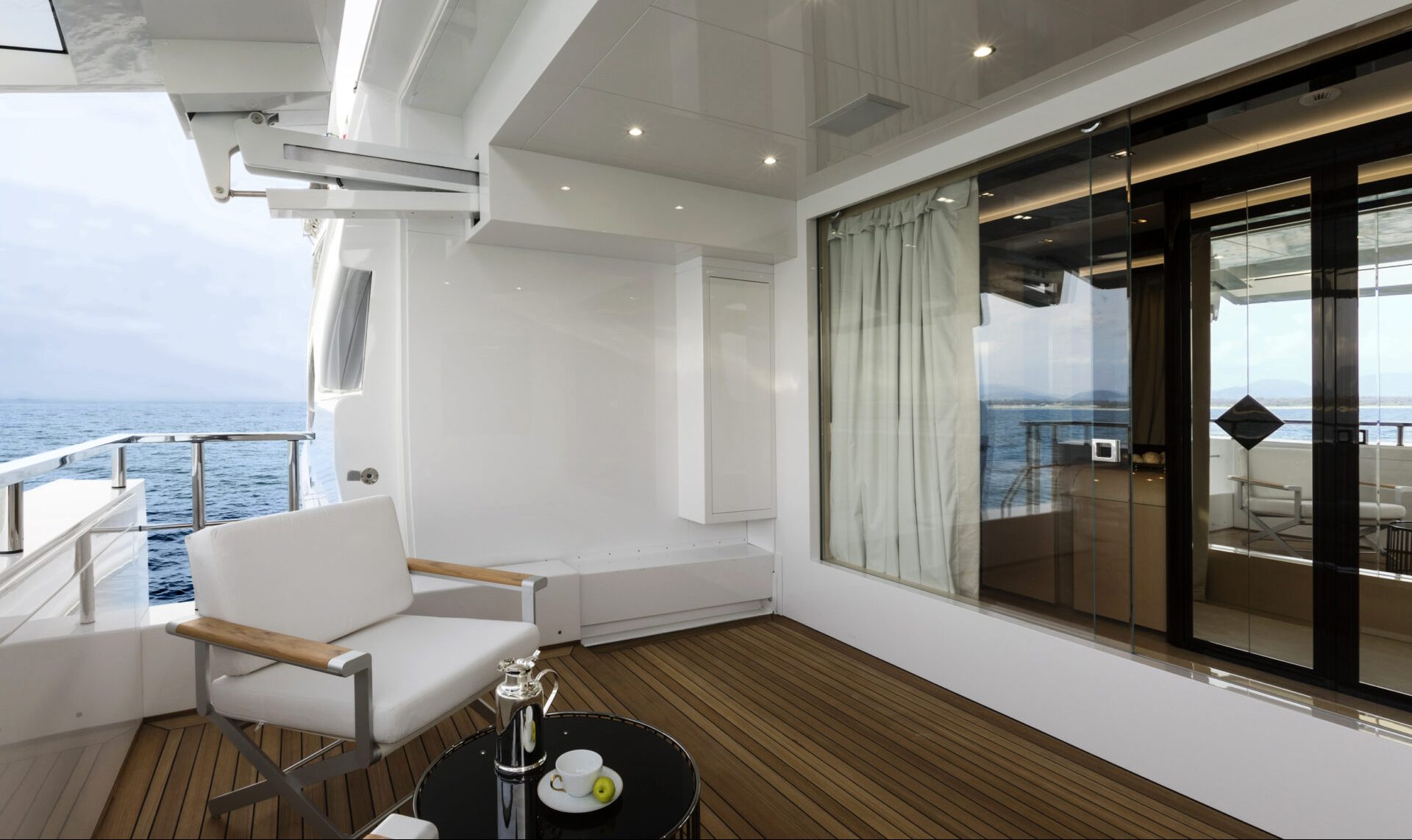 Mangusta yacht deck with ocean view.