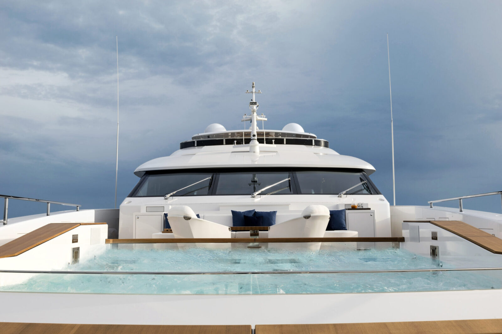 Mangusta yacht with luxurious deck pool