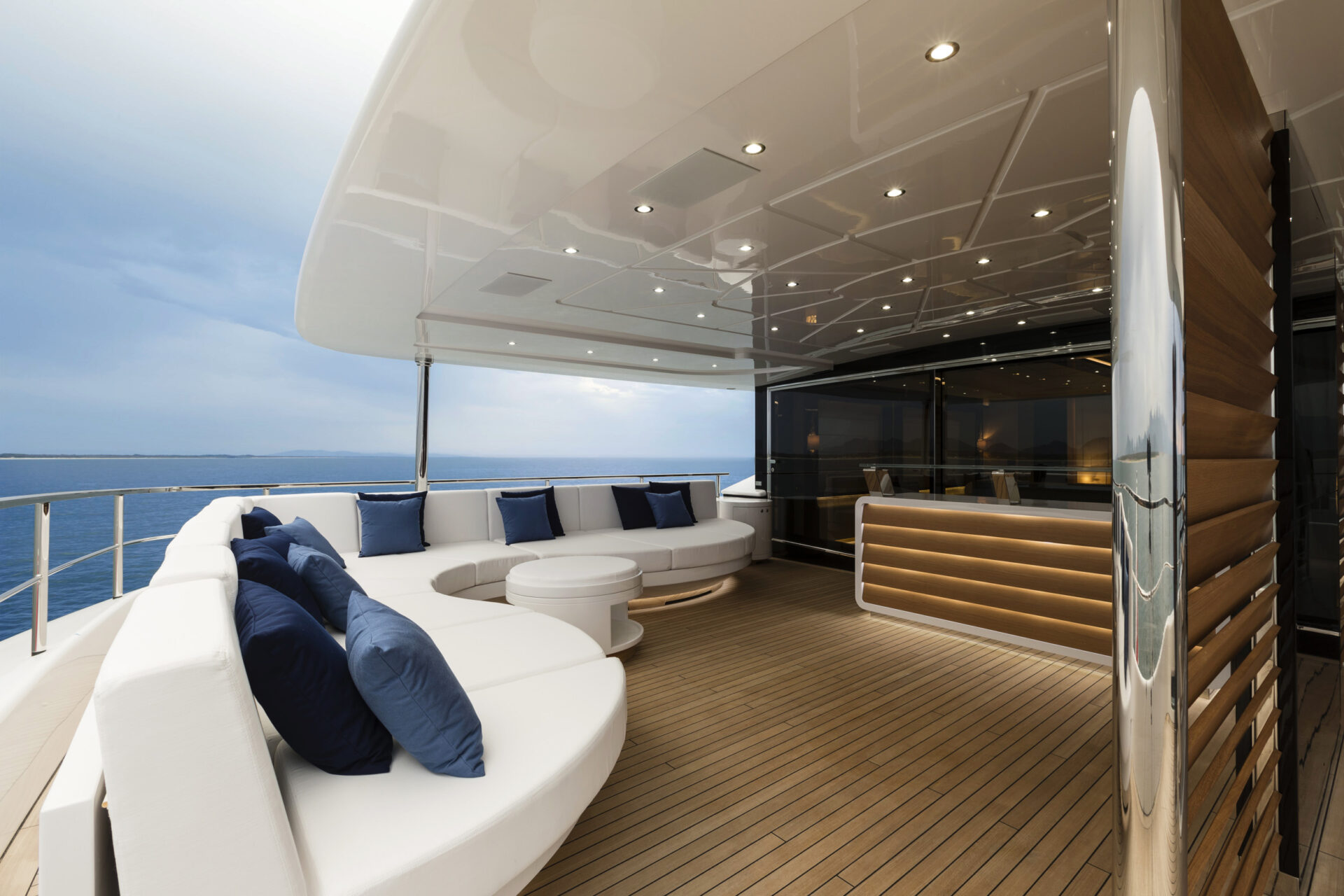 Luxurious yacht deck with elegant seating area