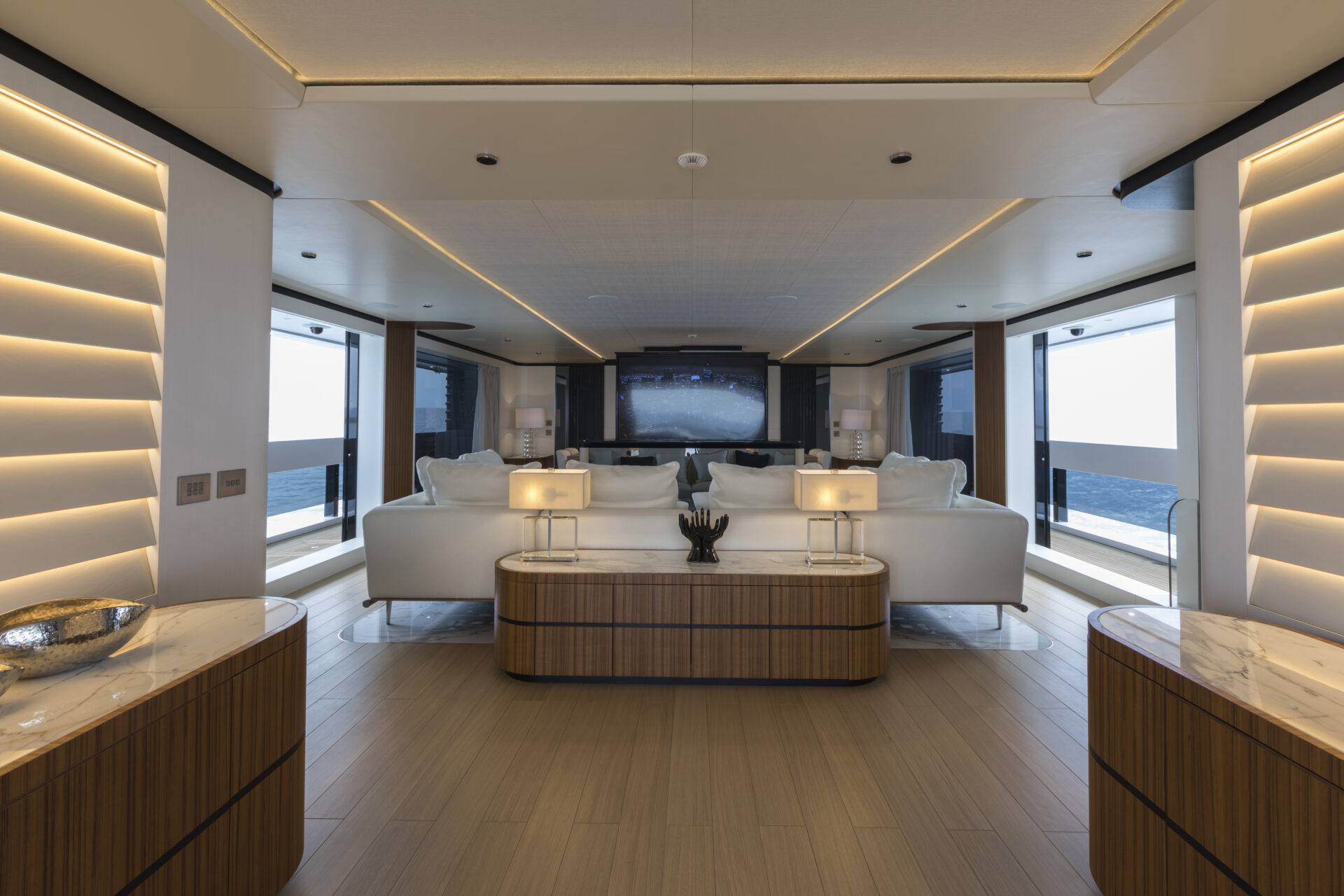 Luxurious Mangusta Yachts salon interior design
