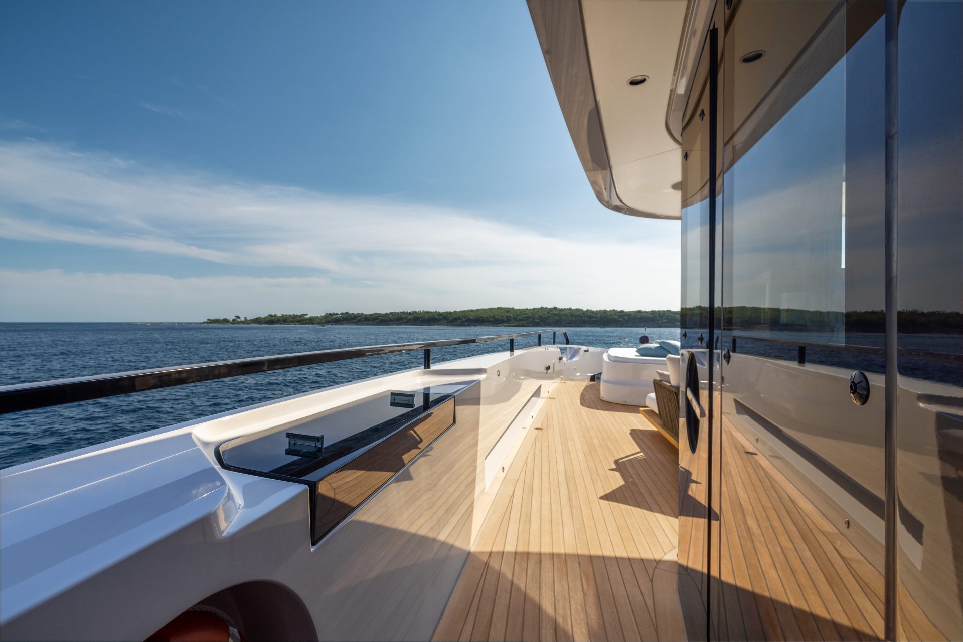Mangusta yacht deck with ocean view