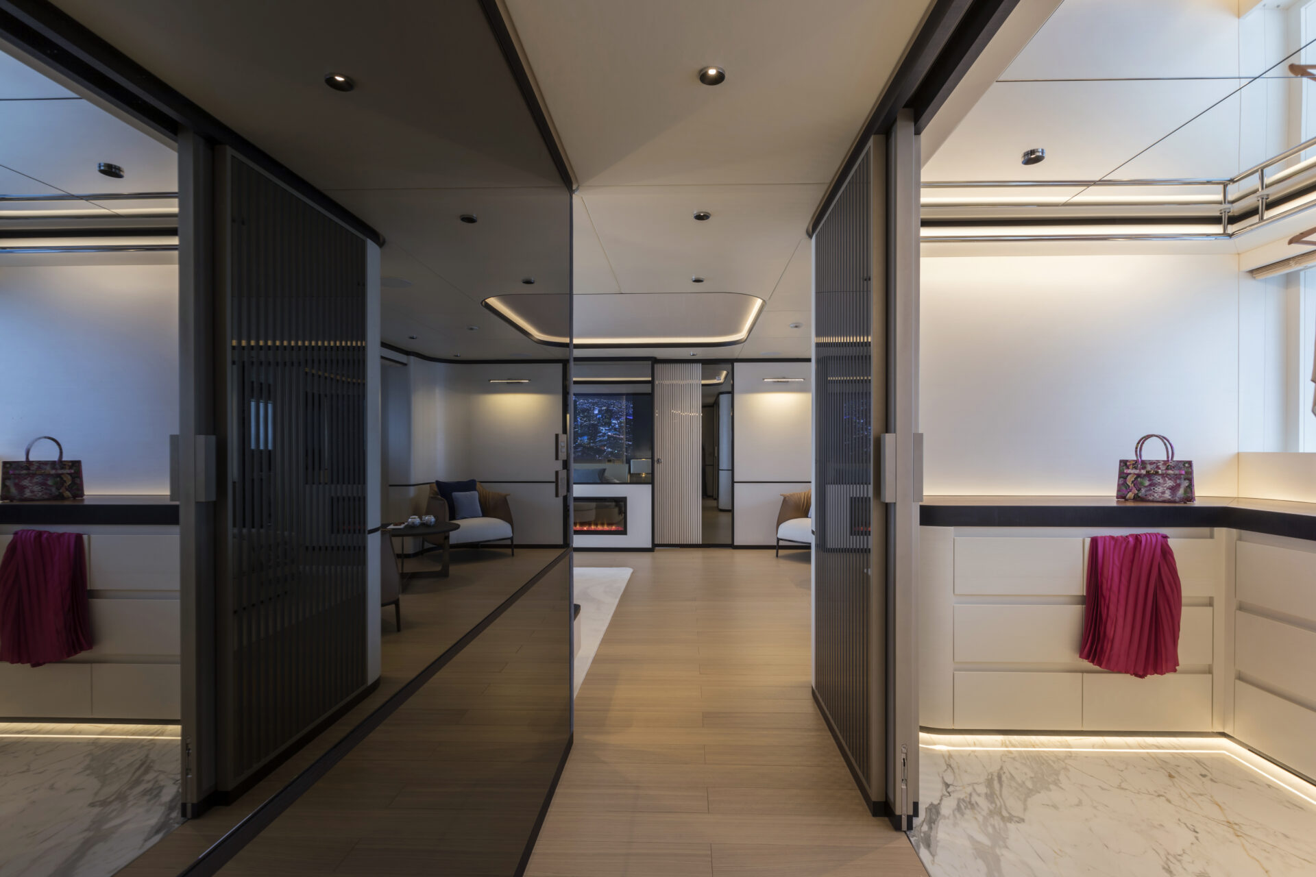 Luxury yacht interior with modern design.