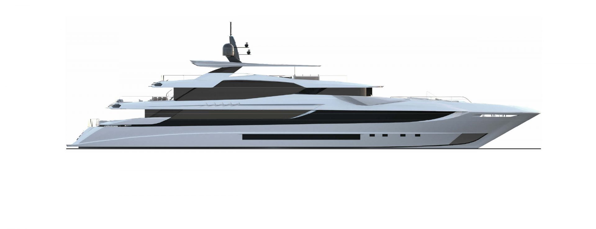 Yacht di lusso Mangusta profilo laterale