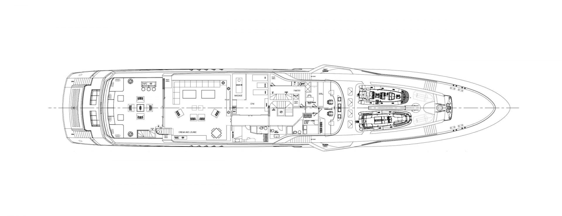 Planimetria dettagliata yacht Mangusta.