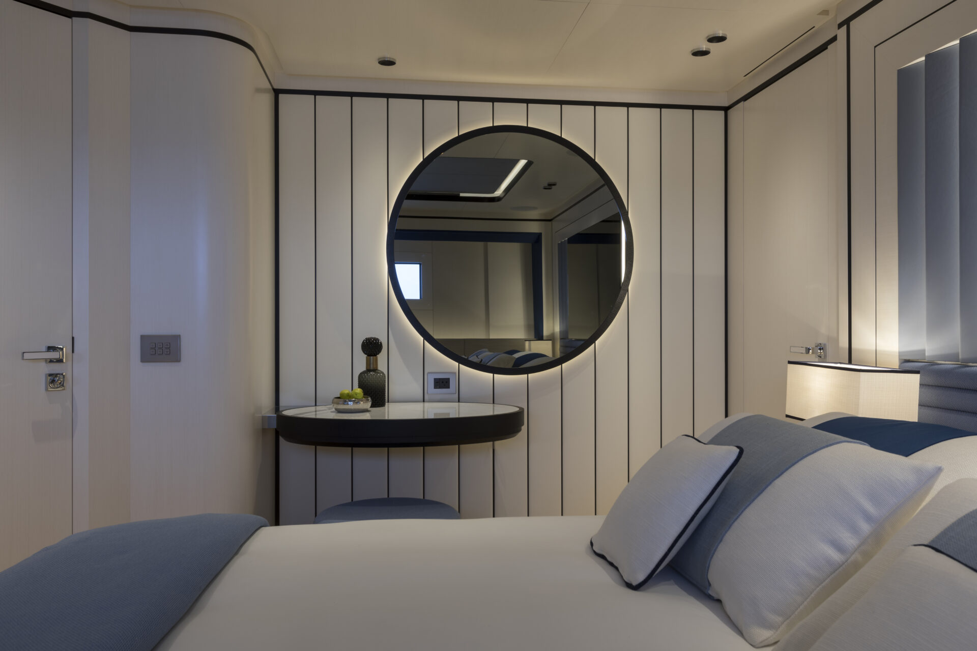 Luxurious Mangusta Yacht cabin interior design
