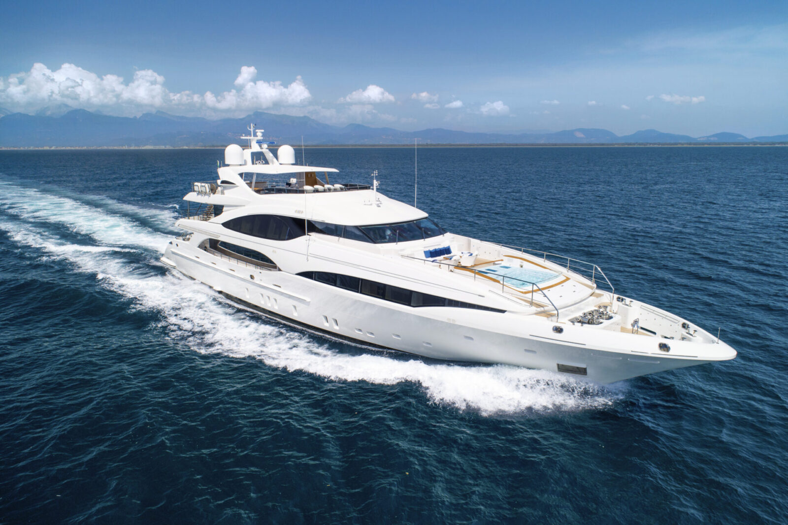 Mangusta luxury yacht cruising ocean waters