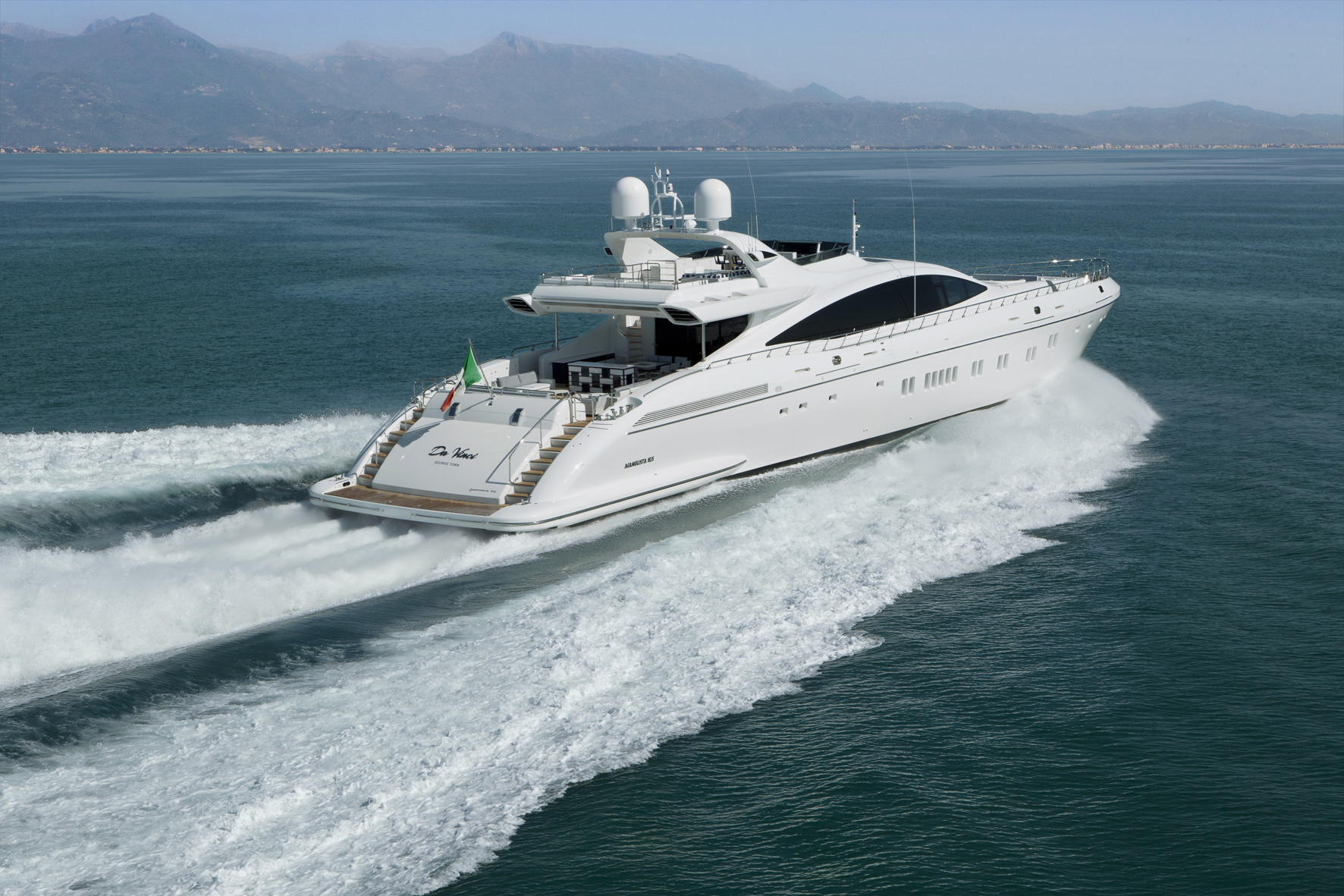 Mangusta yacht cruising on open sea