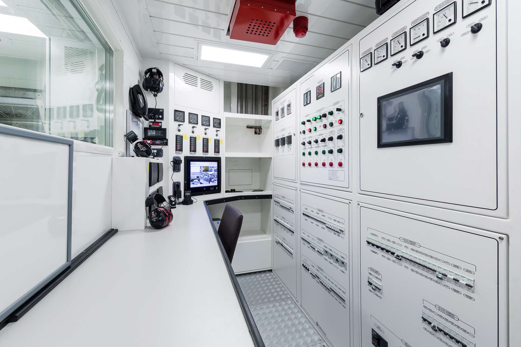 Mangusta Yachts control room interior with monitors