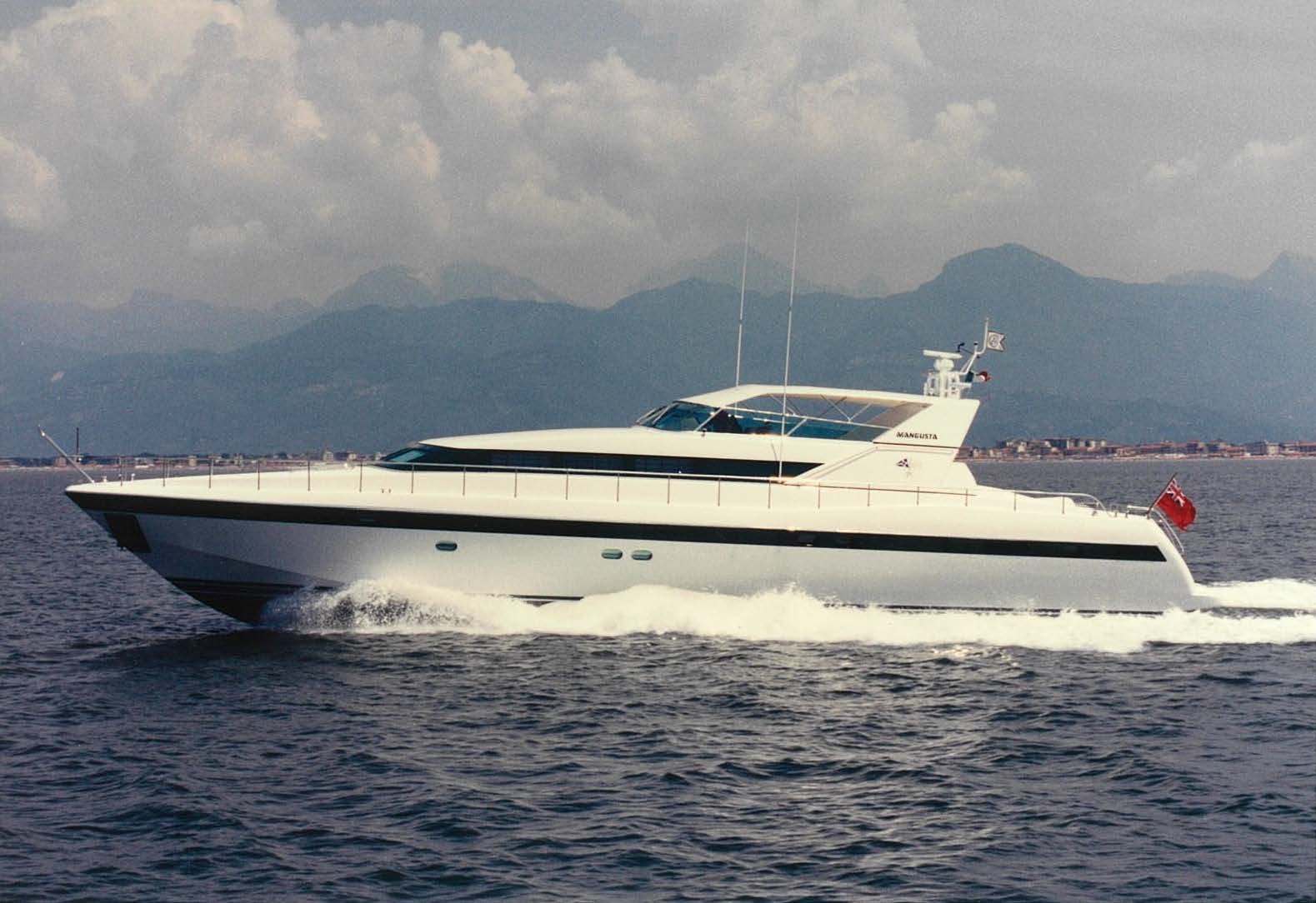 Mangusta yacht cruising on open sea