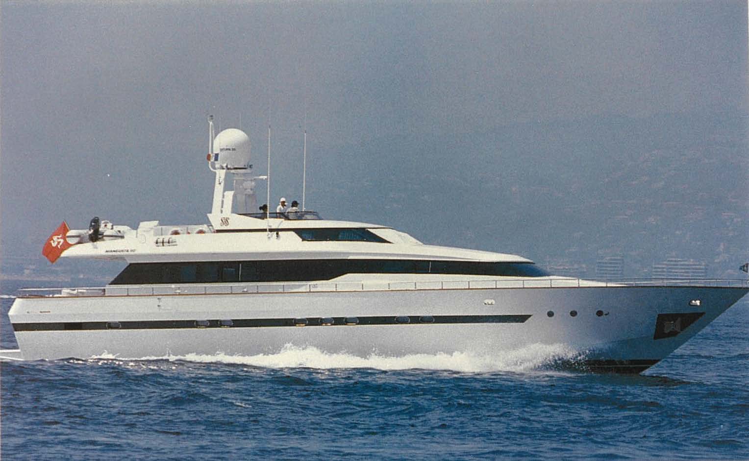 Mangusta luxury yacht cruising on open sea