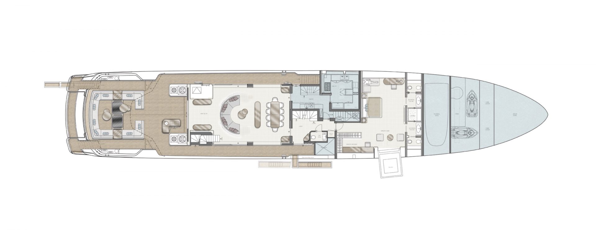 Mangusta Yachts main deck layout design