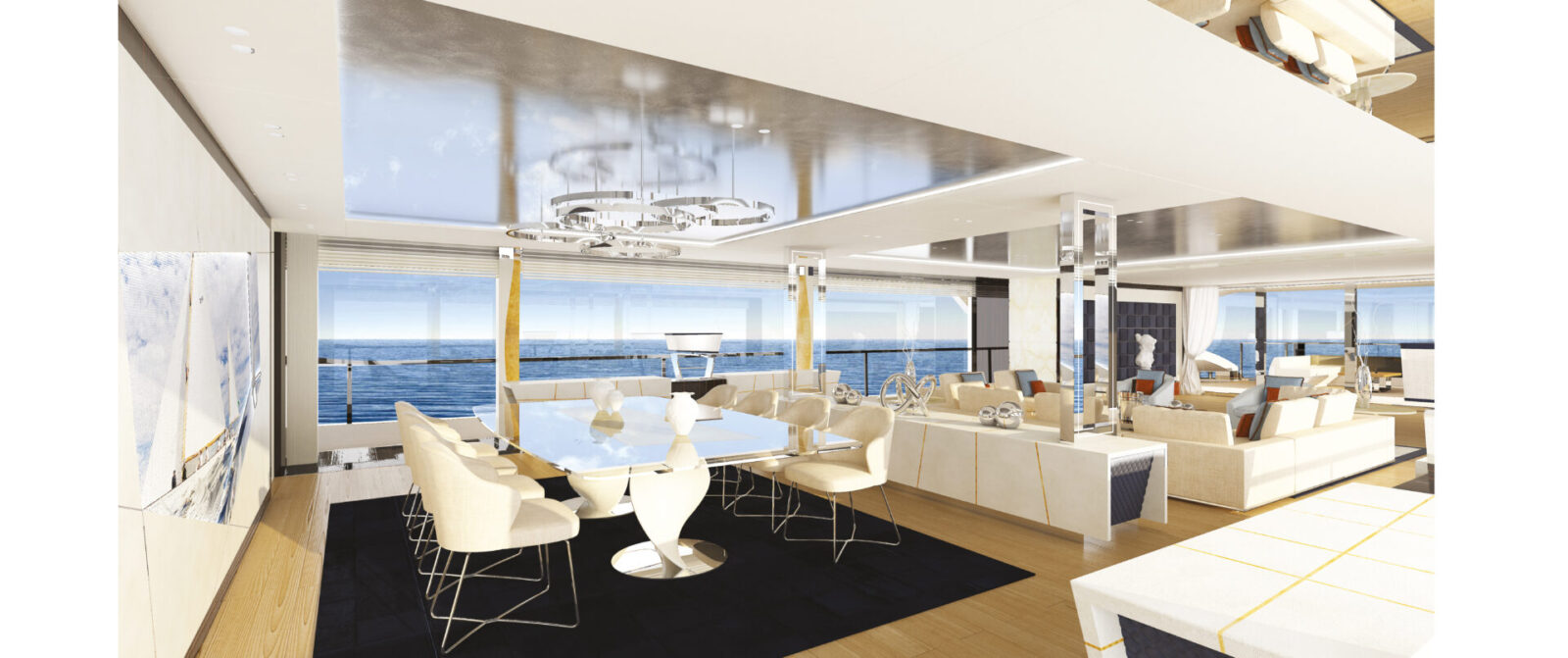 Interni eleganti del salone del Mangusta Yacht