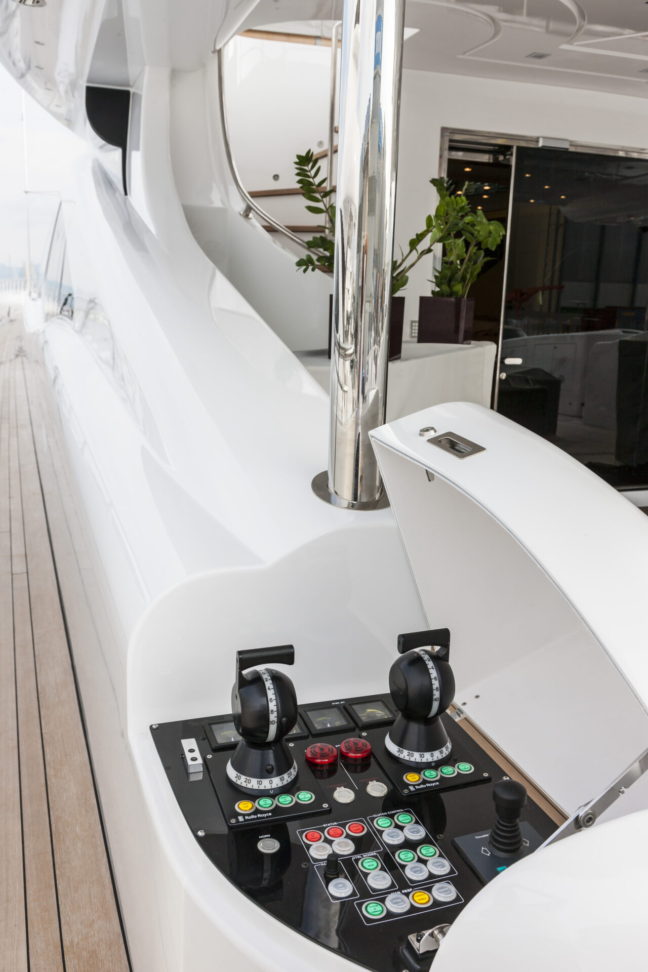 Mangusta Yachts control panel on luxury deck