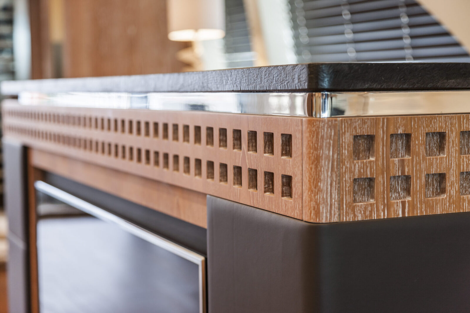 Elegant yacht interior wood detail