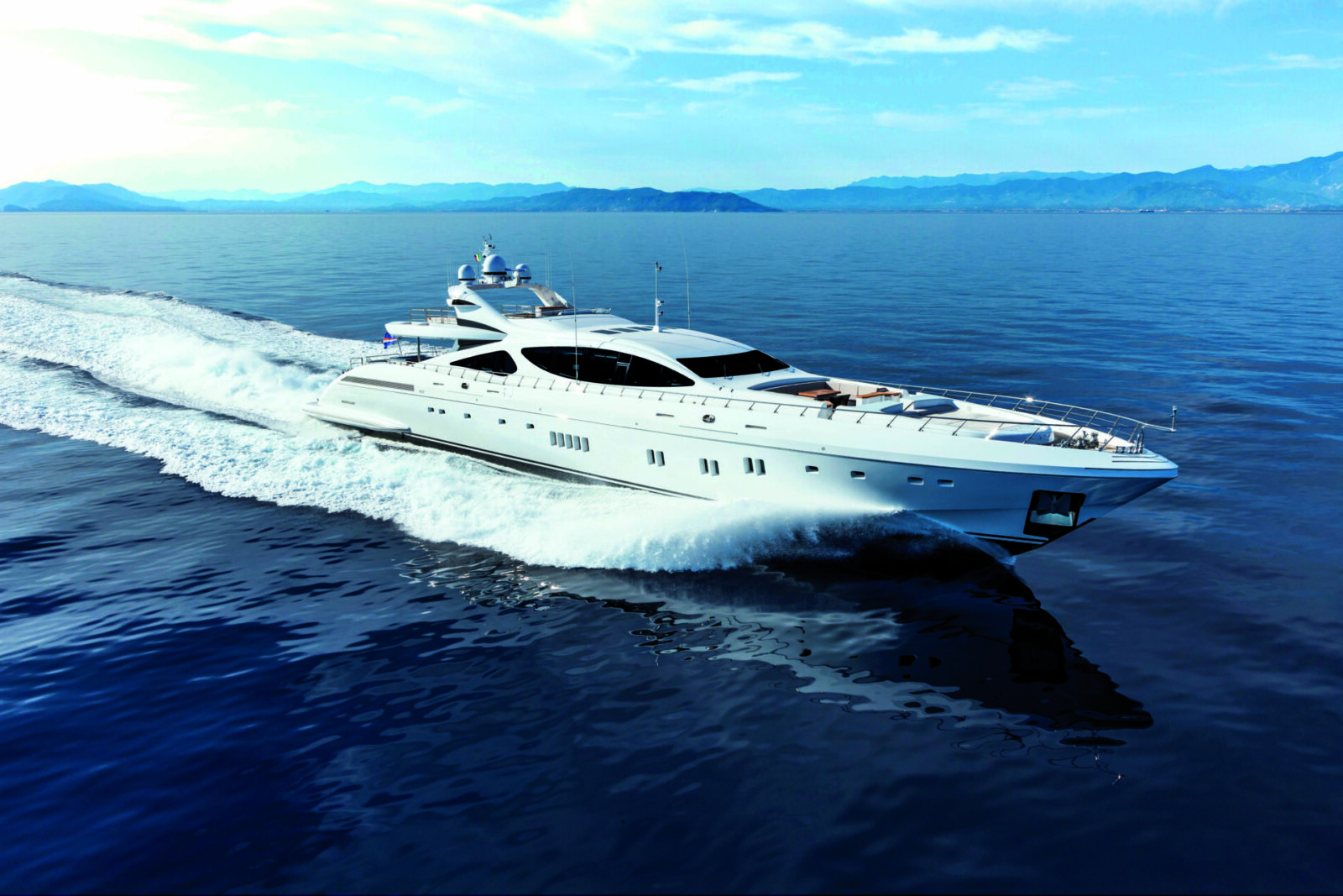 Mangusta luxury yacht cruising on open sea