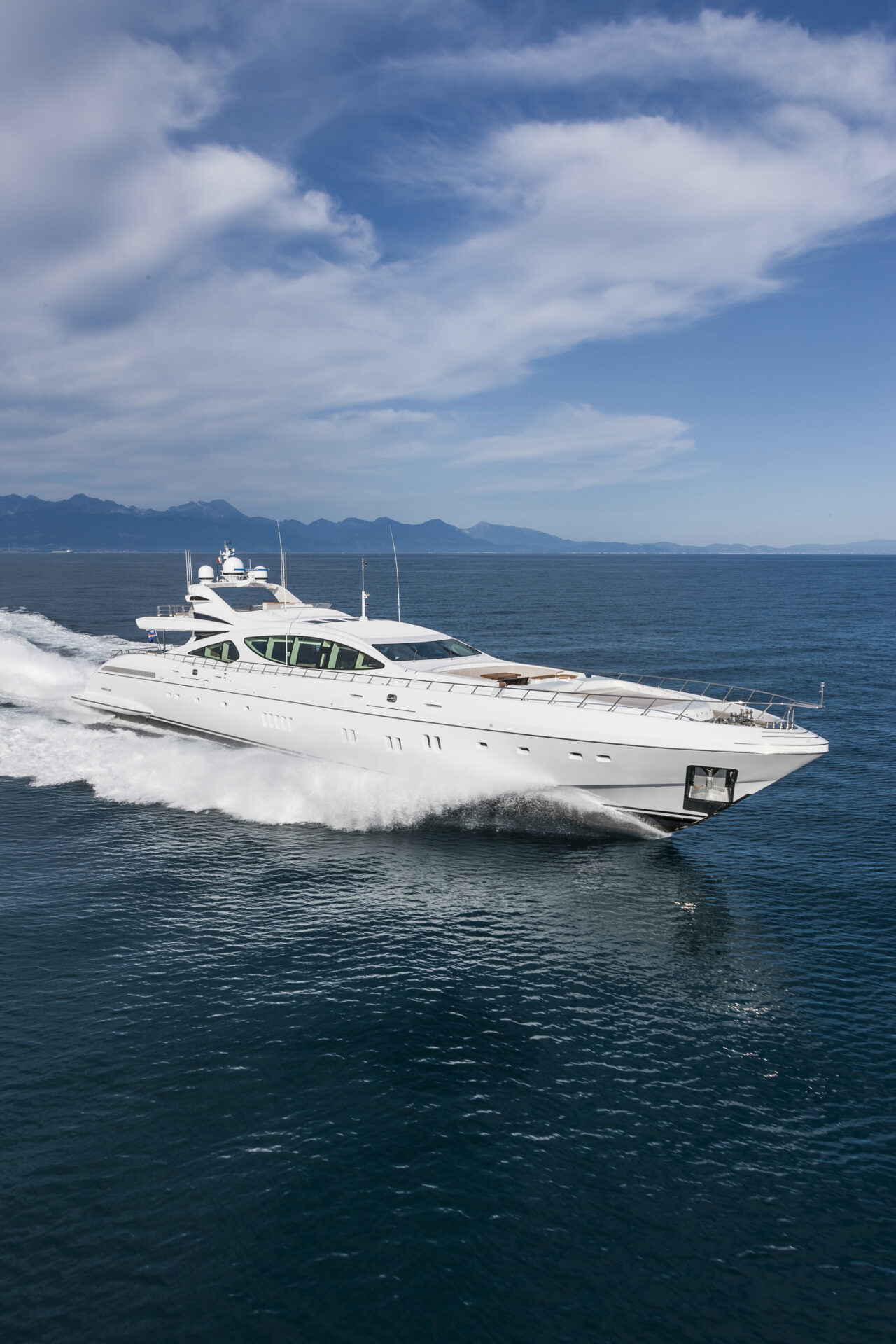 Mangusta yacht cruising in open sea
