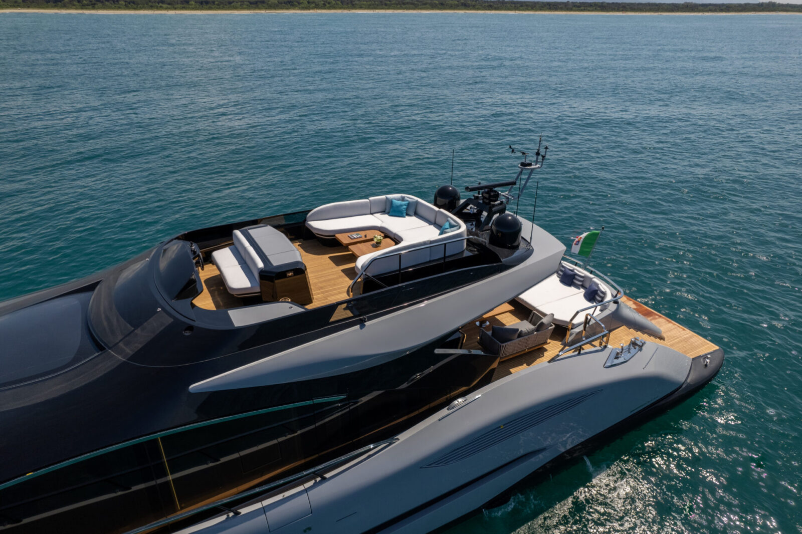 Luxurious Mangusta yacht deck view