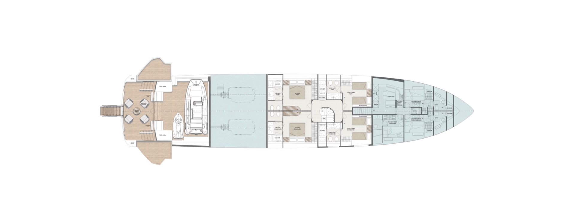 Planimetria cabina e ponte Mangusta Yachts