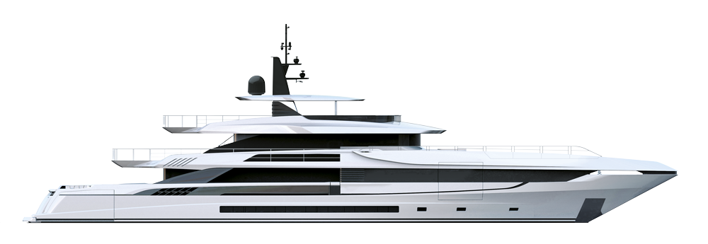 Yacht di lusso Mangusta, design elegante e moderno.