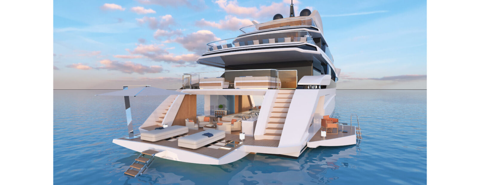 Mangusta Yachts, ponte posteriore moderno e lussuoso.