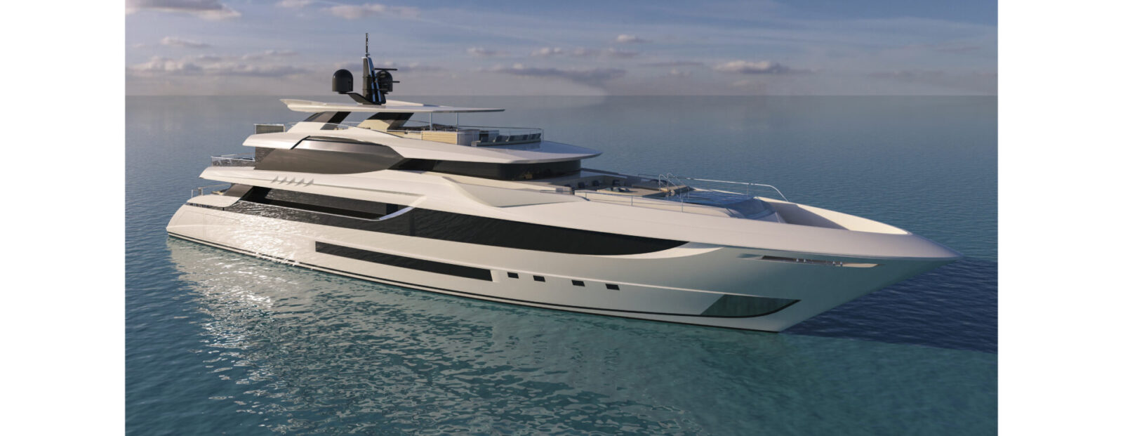 Yacht di lusso Mangusta in navigazione sul mare.