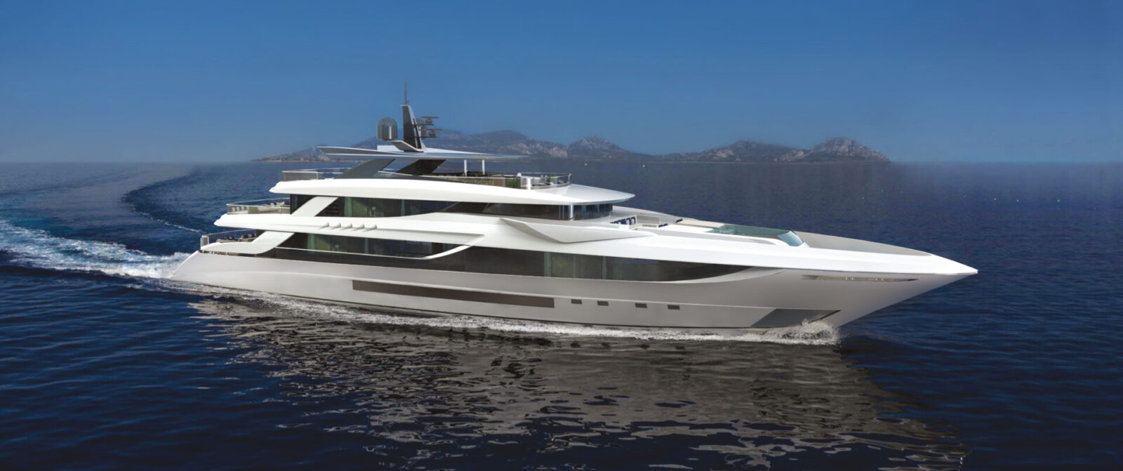 Yacht Mangusta in navigazione in mare aperto.