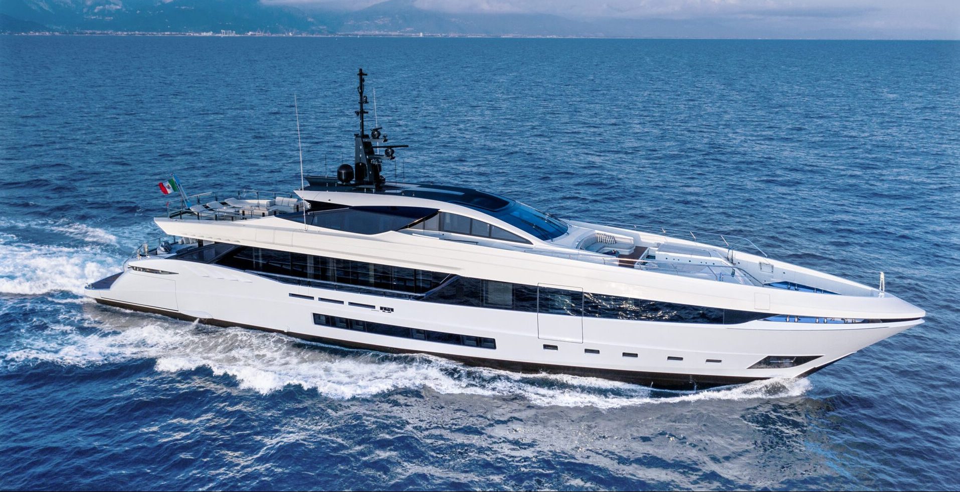 Mangusta yacht cruising on open sea