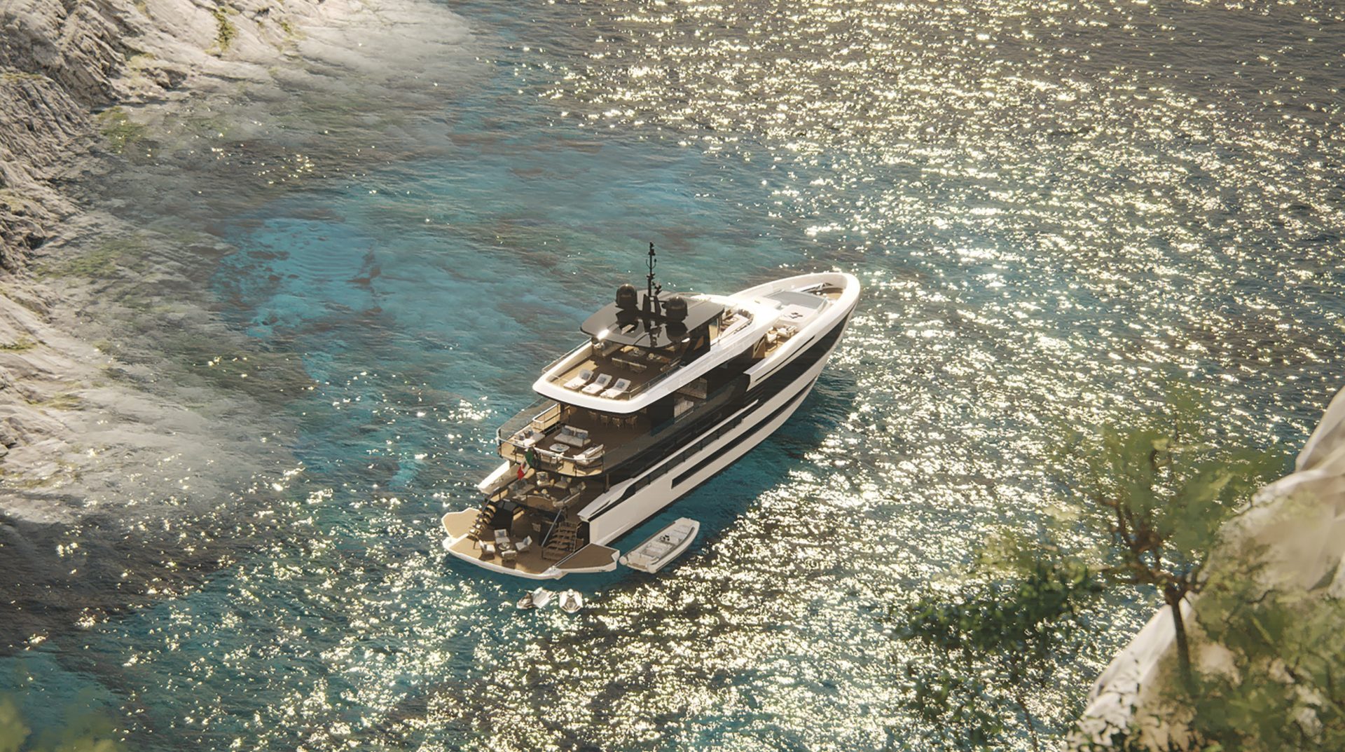 Mangusta Yachts in sparkling coastal waters